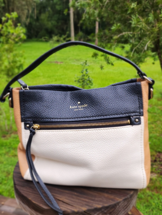 kate spade Handbags - kate spade Black, White & Tan Colorblock Leather Shoulder Bag